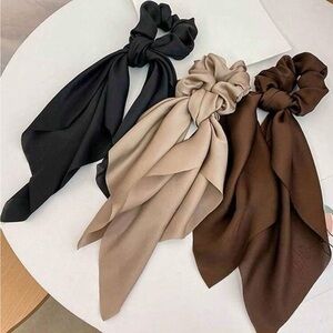 Elegant Women's Scarf Set - Black, Cream, and Brown